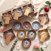 LemonRoad 24 Pcs Wedding Favors for Guests 4 Inch Mexican Small Ceramic Bowl Dipping Bowl Bulk Gift Set with Paper Boxes Charcuterie Pinch Ceramic Bowls Multicolor Turkish Decoration for Return Gift