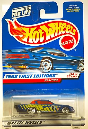 Hot Wheels Mattel 1998 Primeras ediciones Escala 164 Blue Jaguar at-A-Tude Die Cast Car #034