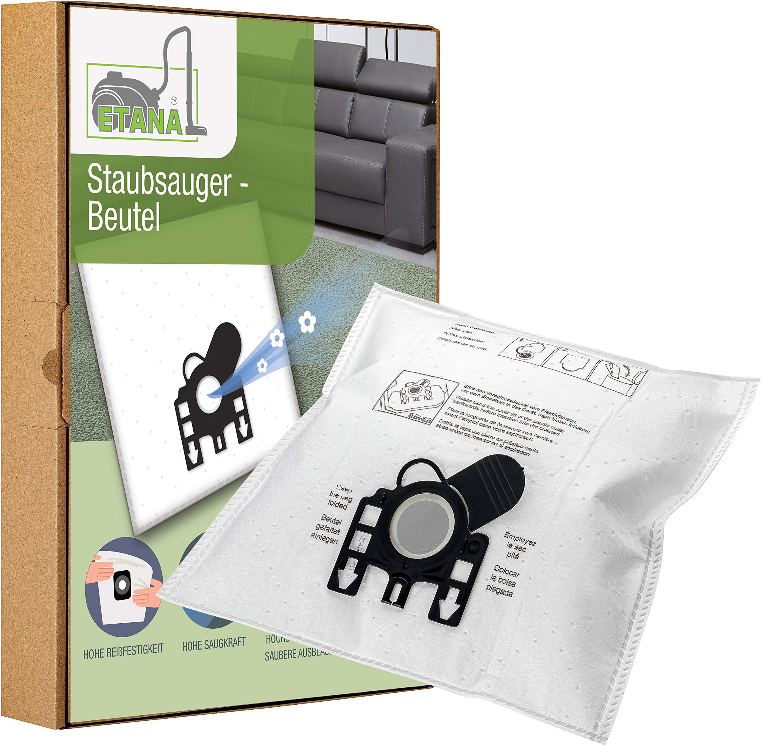 Etana vacuum cleaner bags suitable for Miele Ex-S6 I Ex S6 Power I Ex-S6 Power Parquet I Ex S6 Power Parquet - 10 dust bags