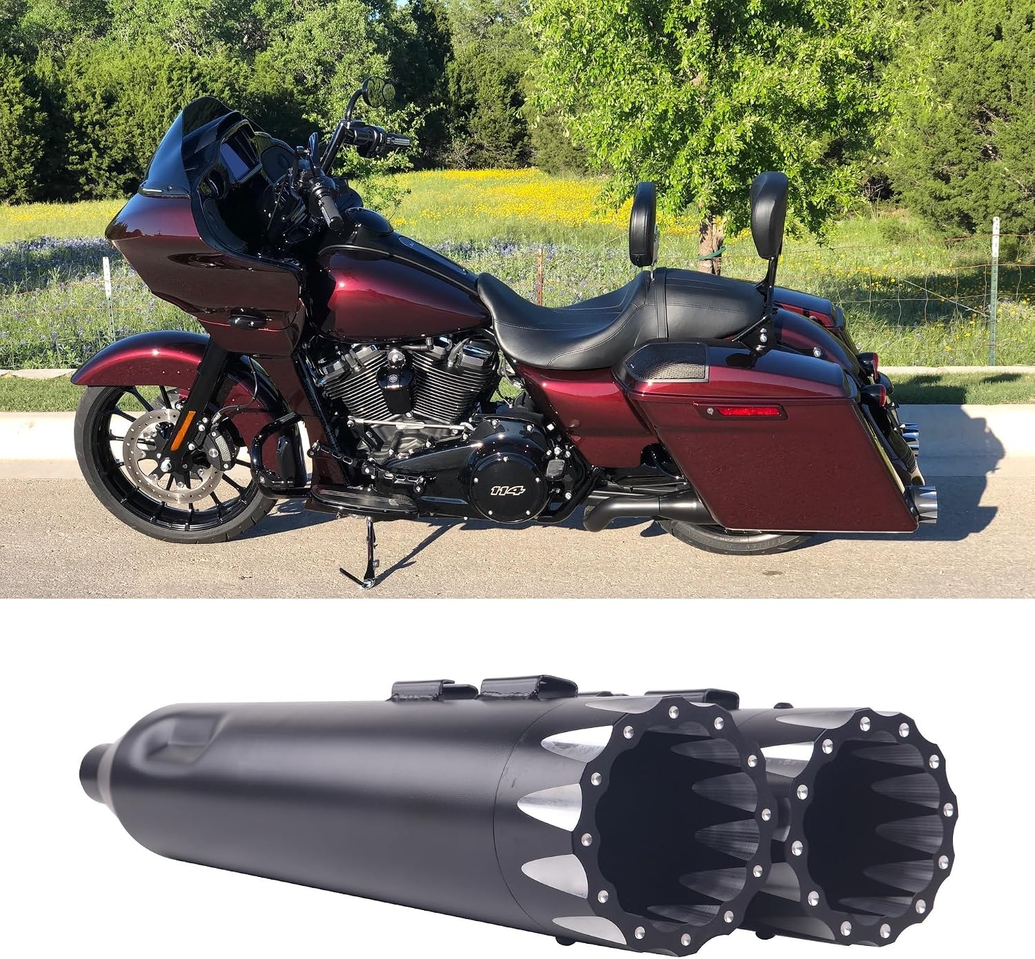 SHARKROAD Black 4.5'' Slip Ons Mufflers for 17-up Harley Touring Exhaust Upgrading-HDMF-451726BB