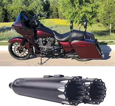SHARKROAD Black 4.5'' Slip Ons Mufflers for 17-up Harley Touring | Exhaust Upgrading, HDMF-451726BB