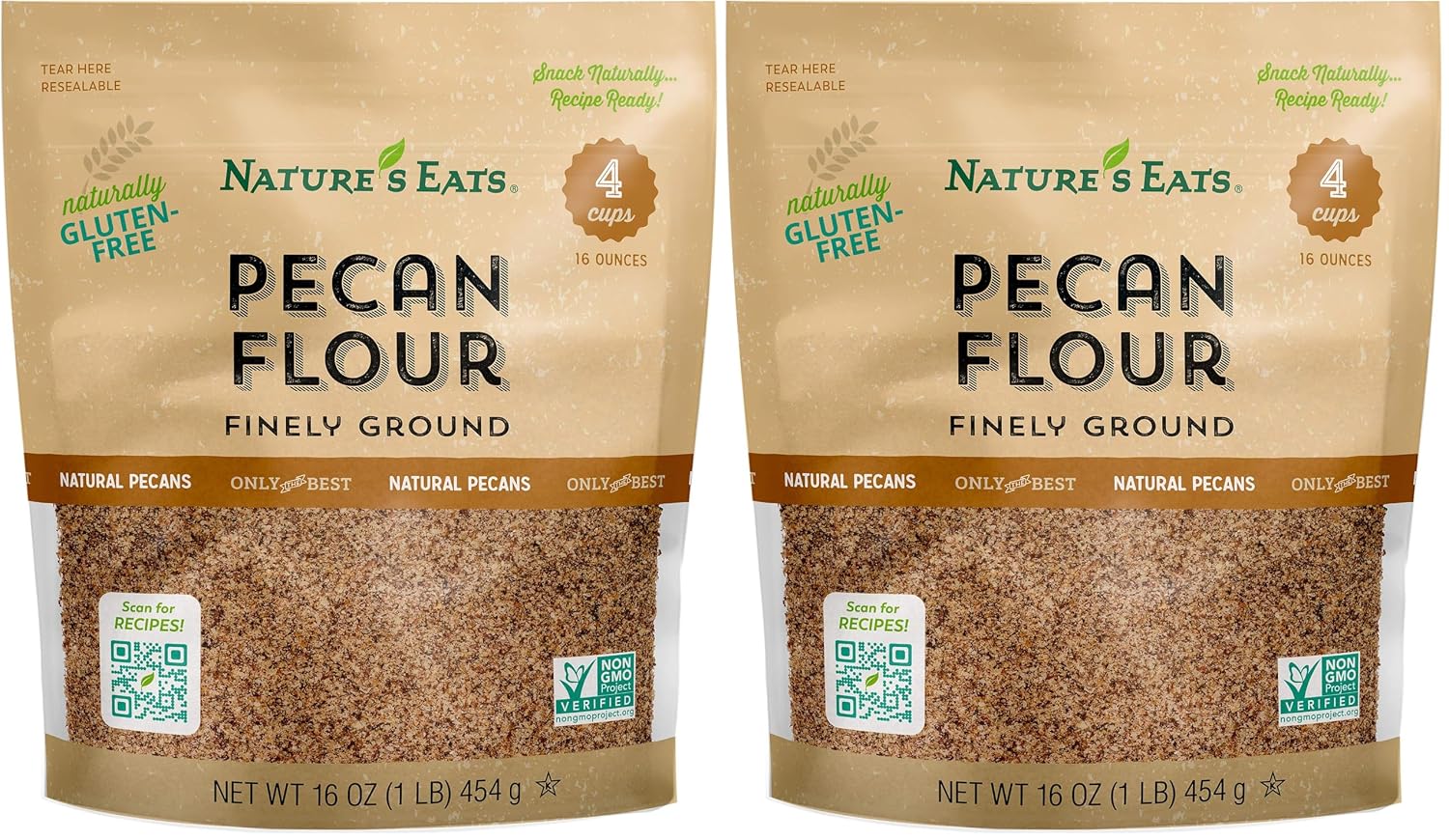 Nature's Eats Pecan Flour Finely Ground, 16 Ounce (Pack of 2)