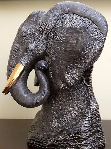 Miniatura 3 de De Rosa Busto grande de elefante negro hecho a mano, tamaño galería