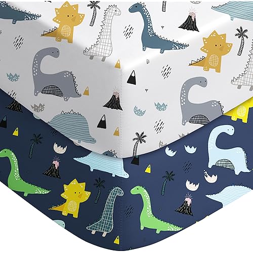 Yoofoss Fitted Crib Sheet Set 2 Pack Baby Sheets for Standard Crib Toddler Mattress Cover for Boys and Girls 28x52x9in Soft Microfiber Breathable