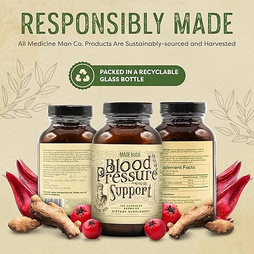 Miniatura 6 de Medicine Man Plant Co. Apoyo a la presión arterial 120 cápsulas  Pastillas herbales naturales con espino, rosella hibisco y jengibre  Suplemento