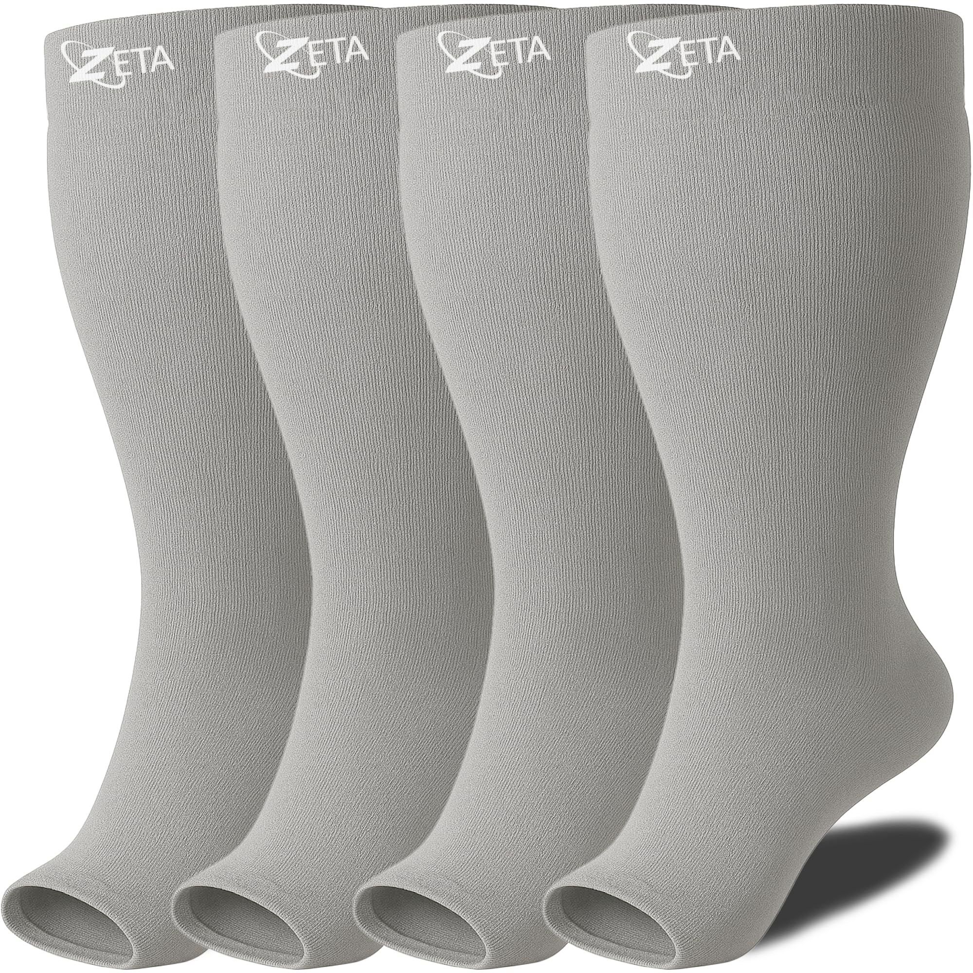Zeta Wear Plus Size Compression Socks for Women and Men, Wide Calf Knee-High 15-19 mmHg Graduated Support, Easy-On Cuff, Fits Calves to 26 inch / 66 cm