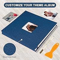 Vista 4 de Álbum de fotos autoadhesivas, álbumes de recortes, álbumes de fotos magnéticos para fotos de 4 x 6, 5 x 7, 8 x 10, páginas adhesivas para bebé, Azul