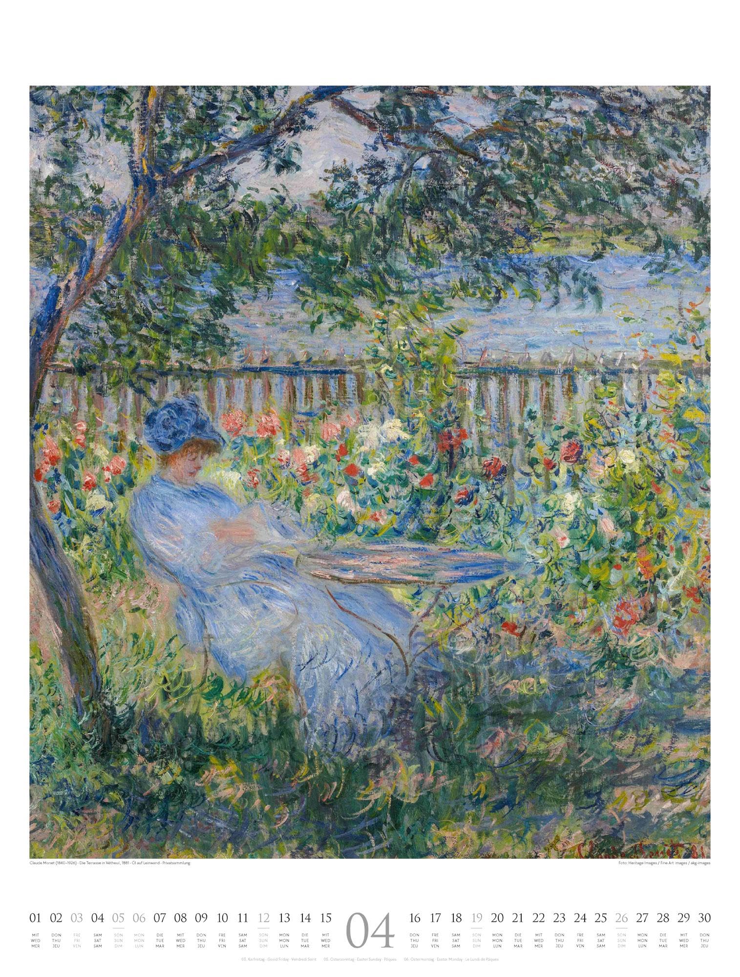 Claude Monet Kalender 2026 | Wasser und Licht | Stilvoller Kunst-Kalender im großen Hochformat (50x66 cm) | Impressionismus