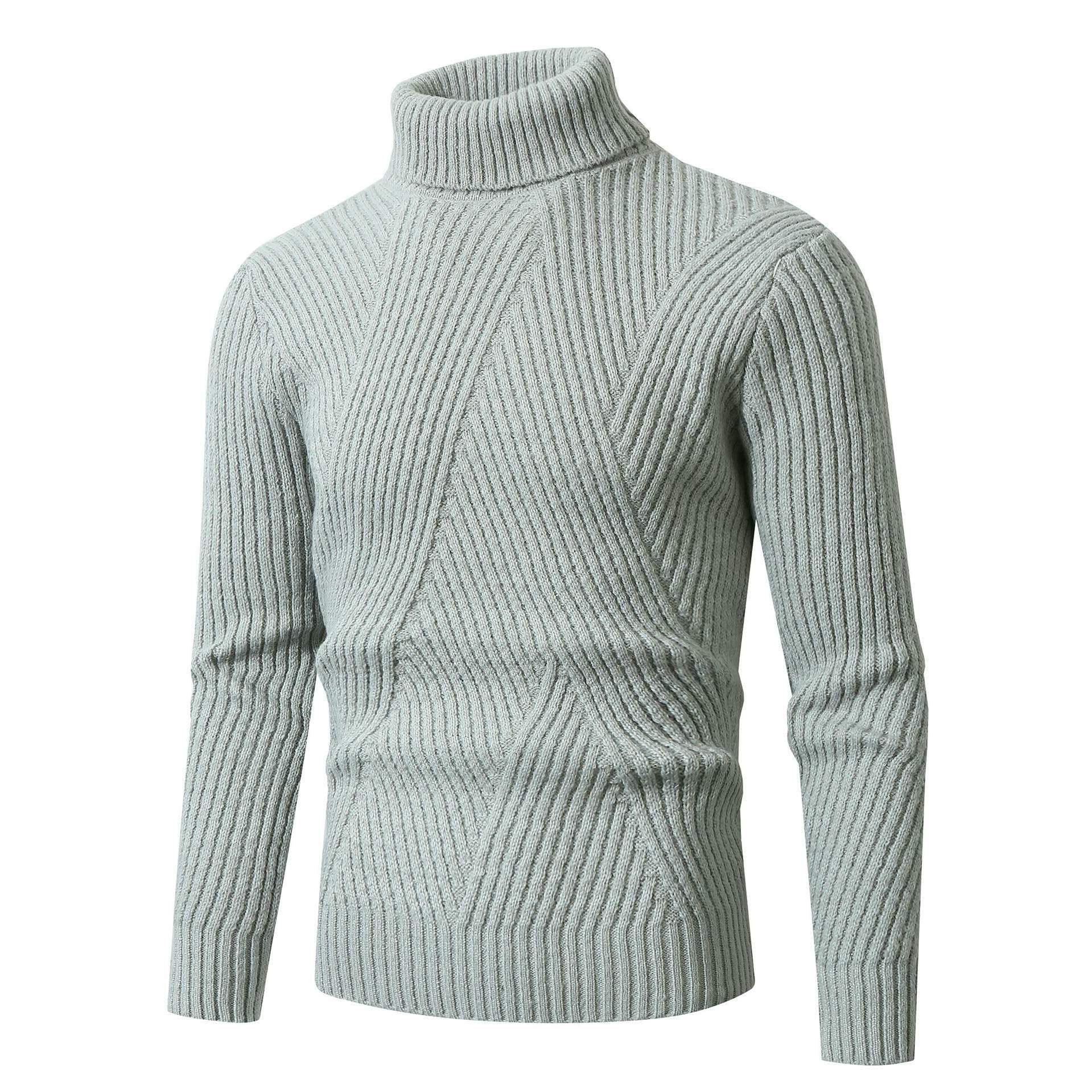 Suéter de cuello alto para hombre, de sarga cálida y gruesa, para otoño e invierno