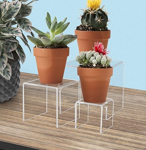 Miniatura 3 de Marketing Holder - Juego de elevadores de 4 piezas transparentes de primera calidad