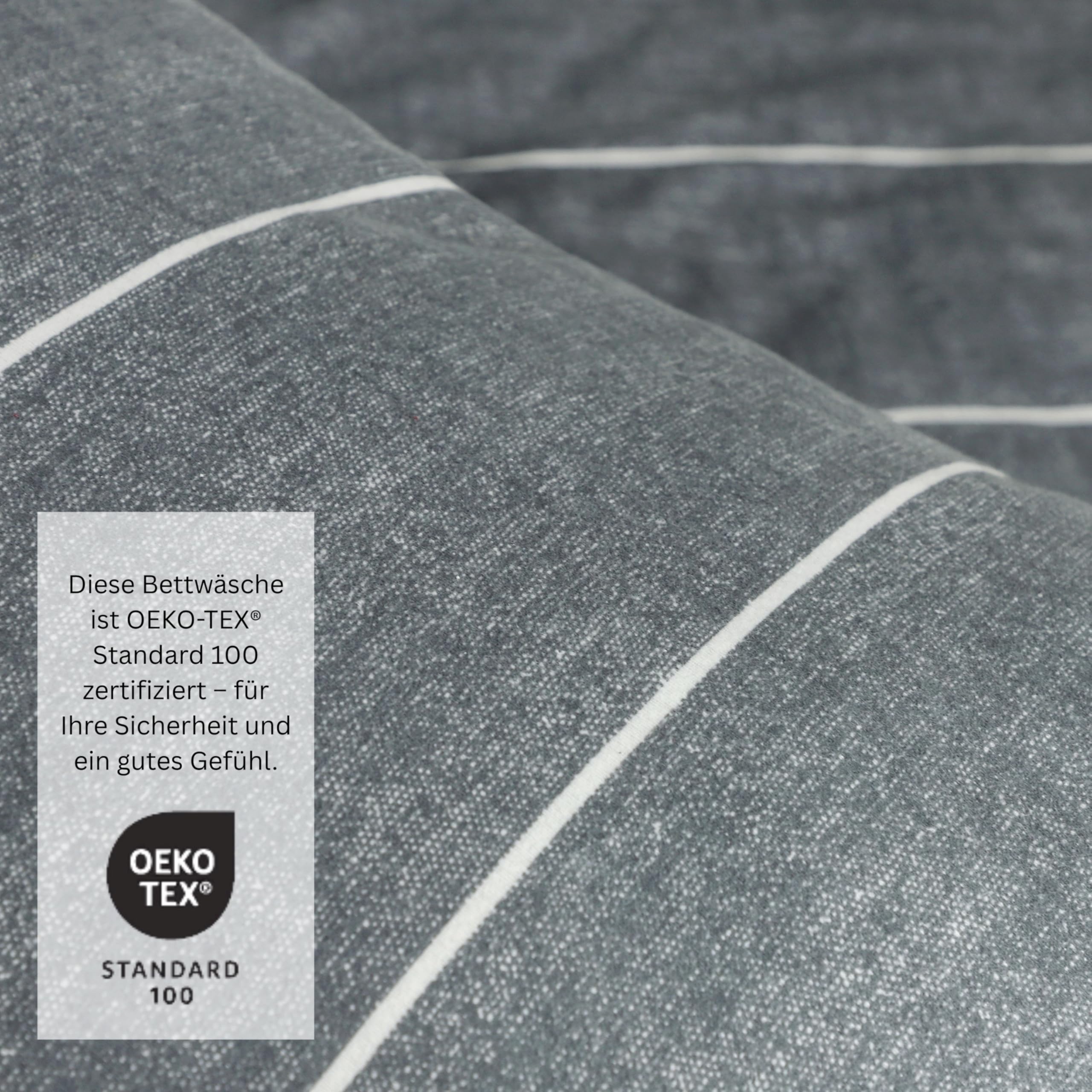 Esprit Flanell Bettwäsche 140x200 Baumwolle Grau - Luxus Bettwäsche-Set 2teilig Öko - kuschelig warm & flauschig - 140 x 200-1 Bettwäschebezug und 1 Kopfkissenbezug 70x90cm - Herbst & Winter