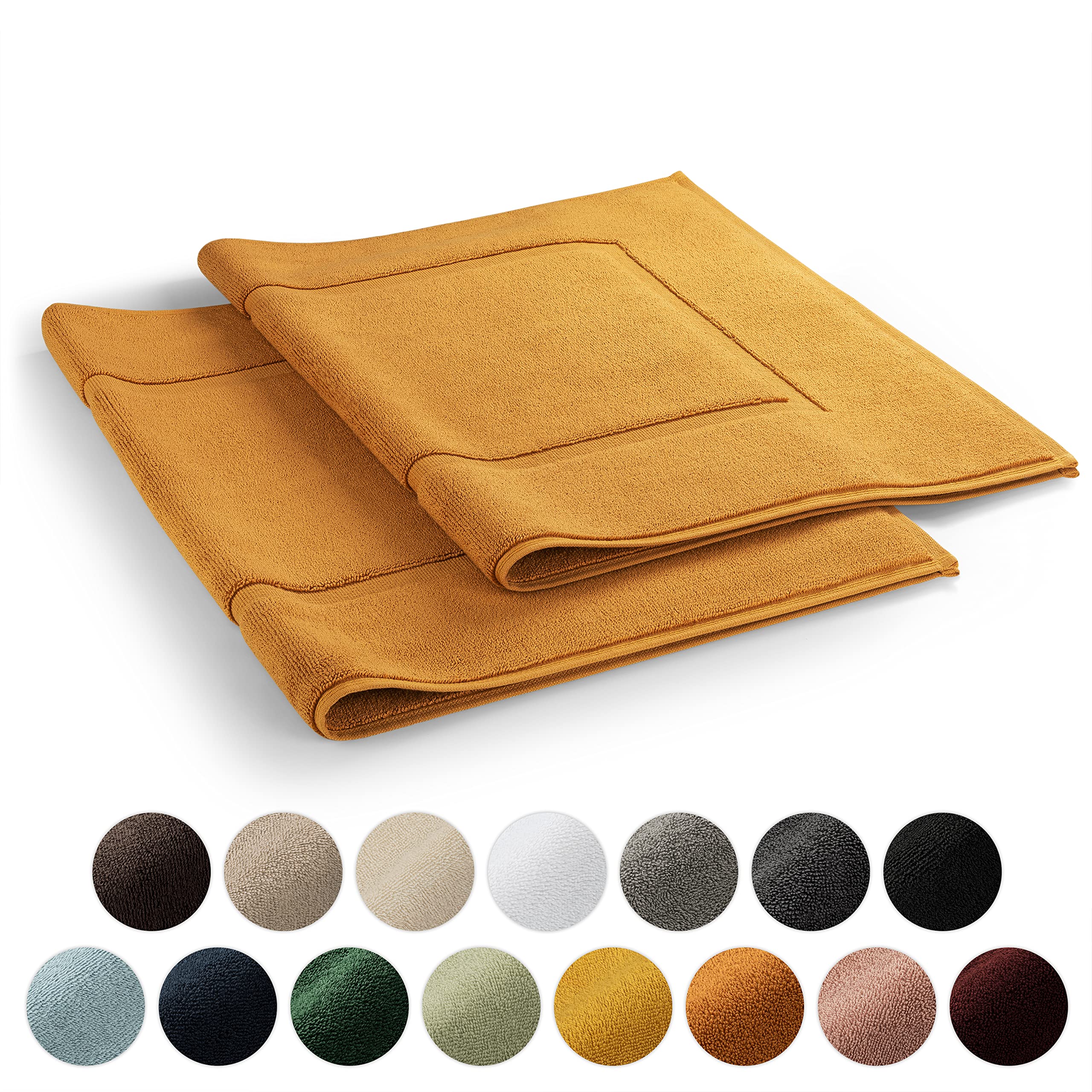 Tapis de bain absorbant Blumtal 50x80 cm lot de 2 en coton premium couleur citrouille