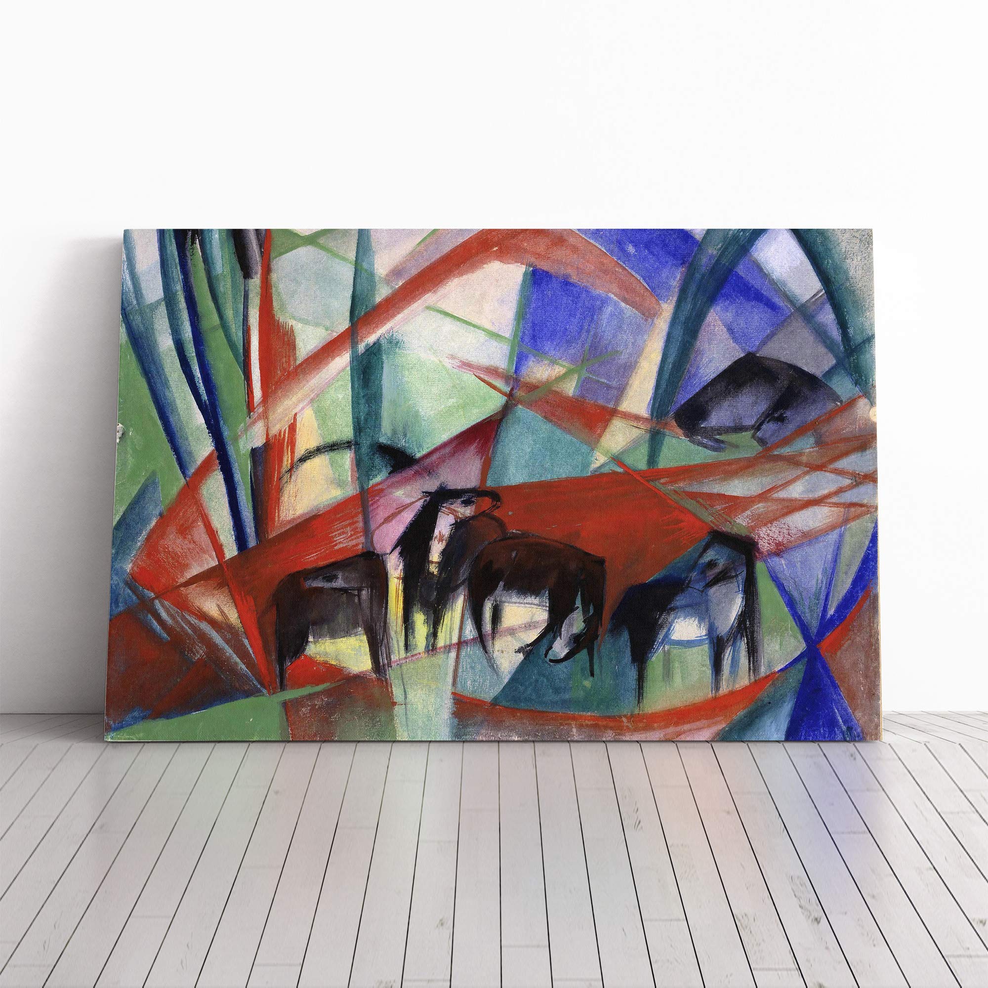 Franz Marc Many Horses Canvas Print | Gallery Wrapped 30mm Frame Wall Art | 30x20 inches | Ready to Hang | Modern Animals Picture | Living Room Bedroom Lounge Office