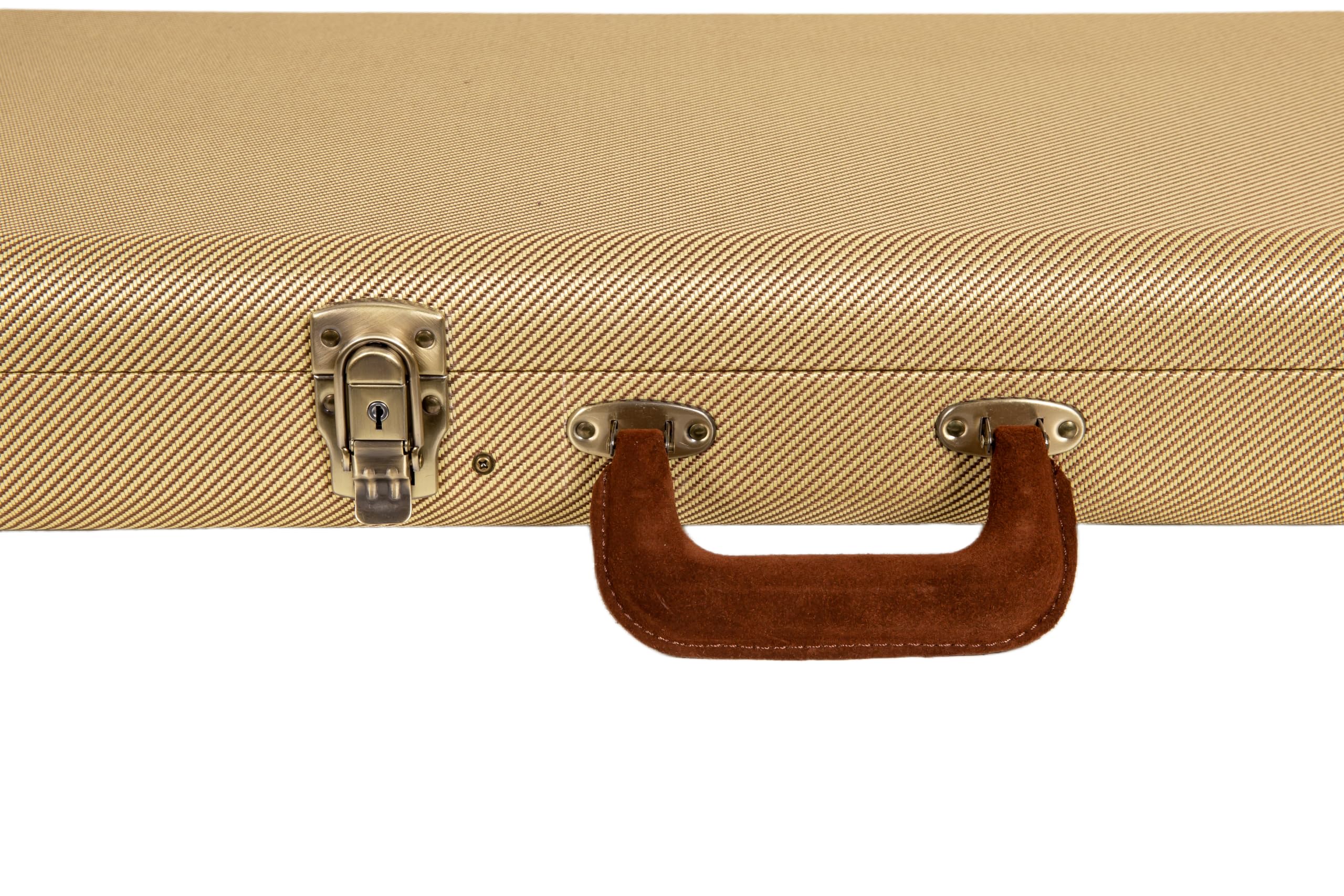 Crossrock Etui na gitarę elektryczną Master Series do Fender Stratocaster i Telecaster, tkanina tweedowa na zewnątrz, przeprojektowana drewniana powłoka, skórzany uchwyt (CRW720EFT)