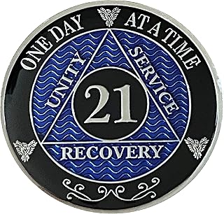 AA 21 Year Silver Color Plated Recovery Coin, Alcoholics Anonymous Medallion