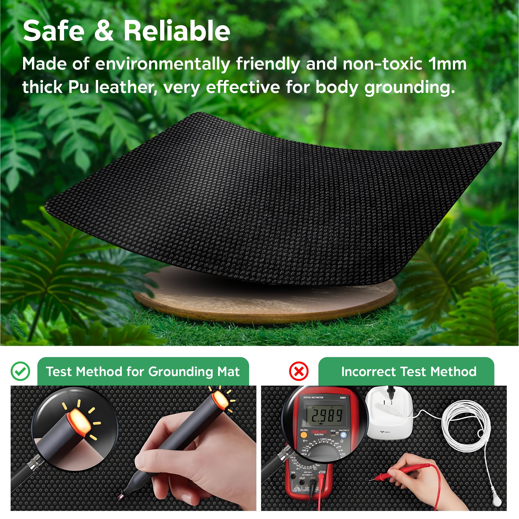 Technify Tappetino di messa a terra per un sonno migliore, con caratteristiche Earthing UK, protezione emf e sollievo dallo stress, include tester di continuità dei cavi