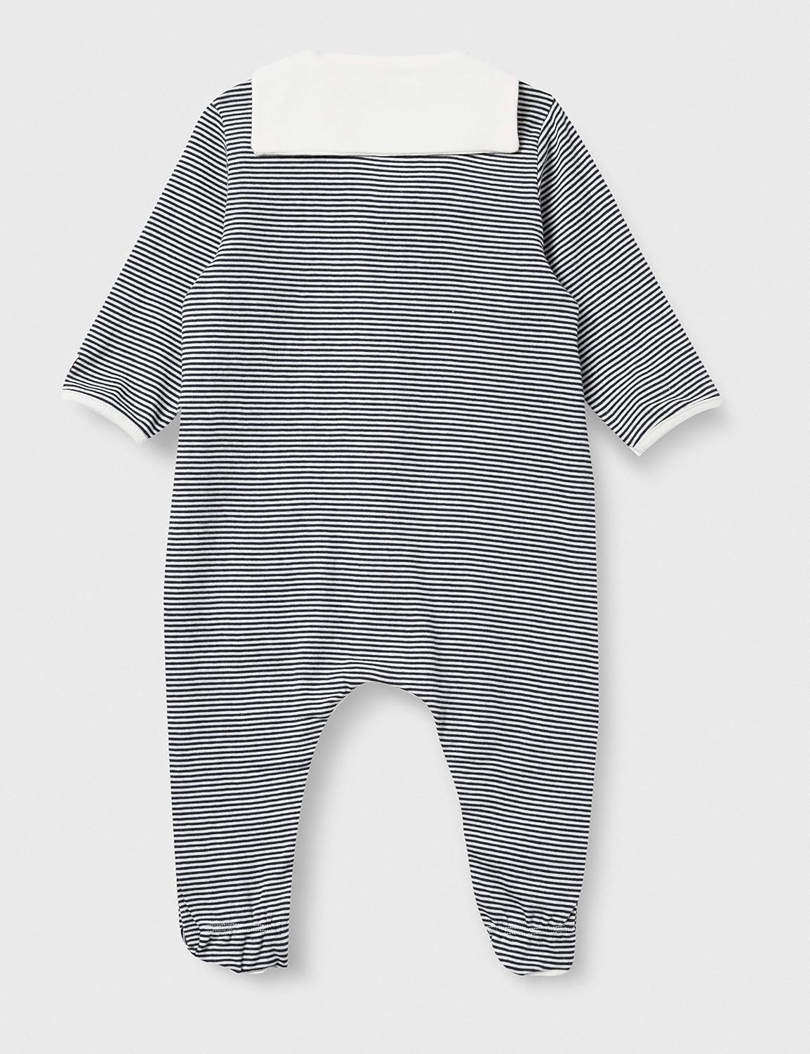 Petit Bateau Baby Boy Front Snap Striped Footie with Sailor Collar