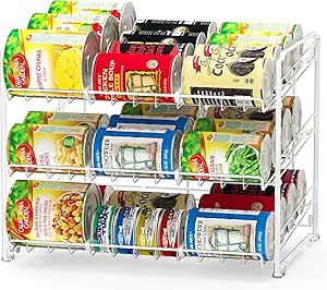 SimpleHouseware Stackable Can Rack Organizer Storage for Pantry, White ...