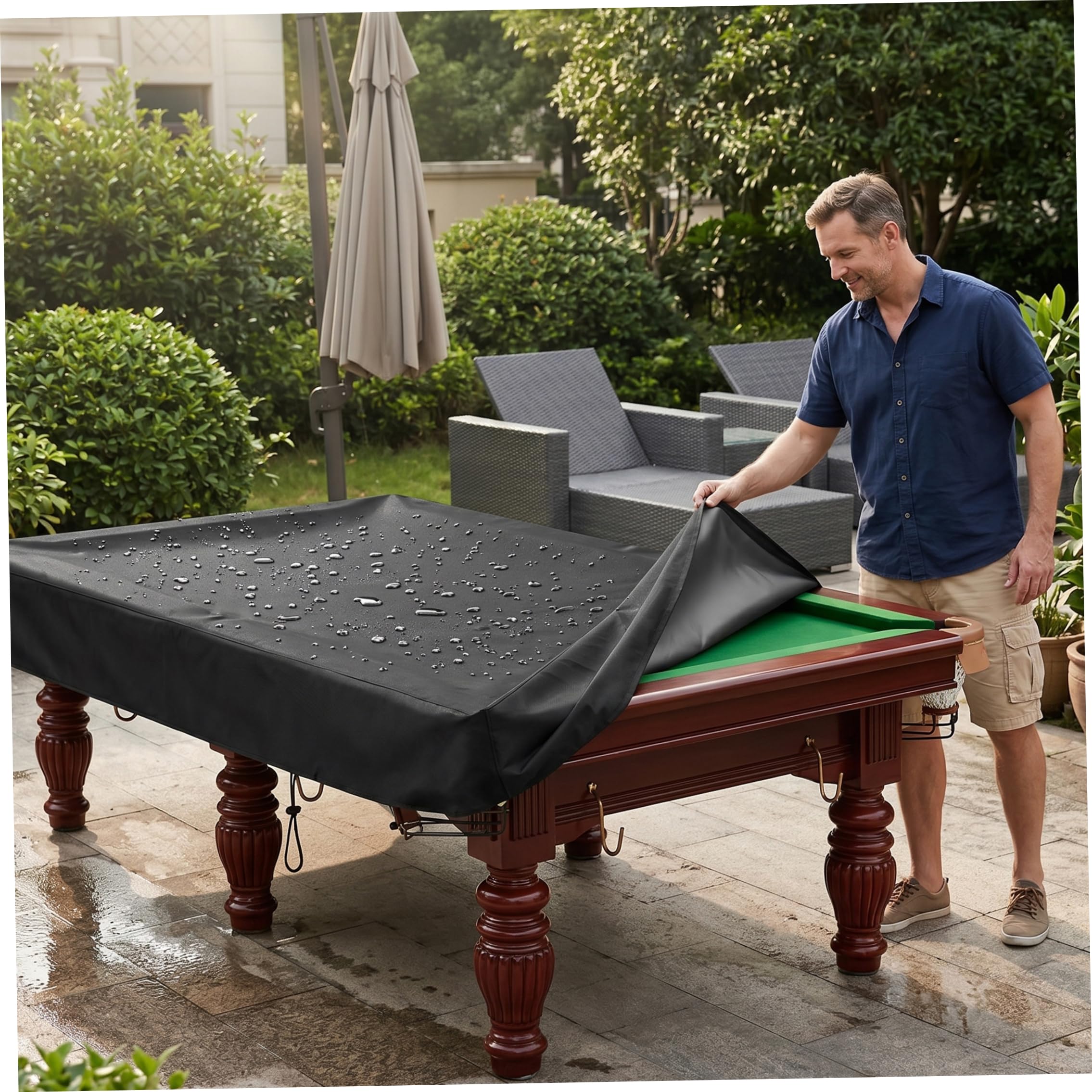 Comebachome 235*135*20Cm Pool Table Cover 7Ft Outdoor Table Cover Waterproof & Uv-Resistant 210D Oxford Fabric, Black ( 92.52X53.15x7.87 Inch), Décorations D'été
