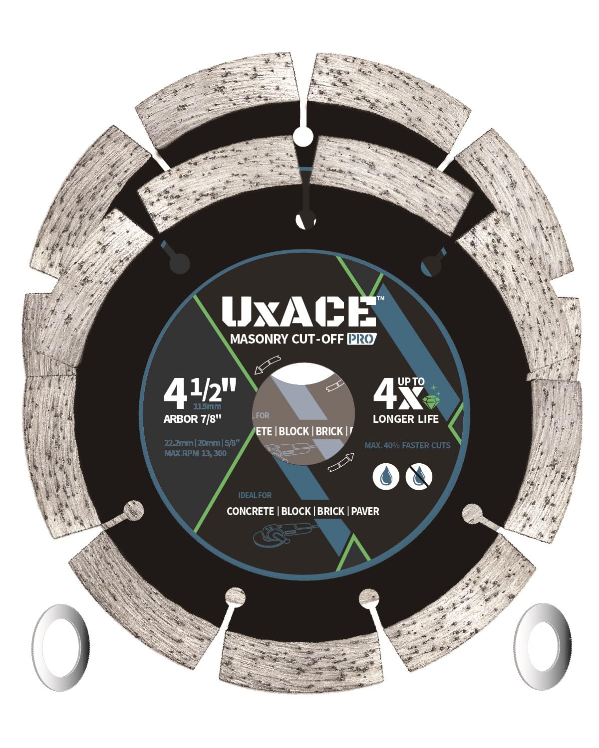 4-1/2 Inch Diamond Blade, 7/8 Inch Arbor, 4.5'' Super Thin Diamond Masonry Blade for Angle Grinder & Concrete Saw, Diamond Cutting Wheel for Granite, Concrete, Brick, Marble, Masonry, 2 Pack