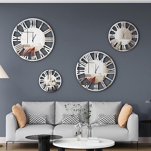 Miniatura 10 de SHYFOY Reloj de pared de gran tamaño de 34 pulgadas, decoración de sala de estar, relojes de pared con espejo decorativo extra grande, decoración de