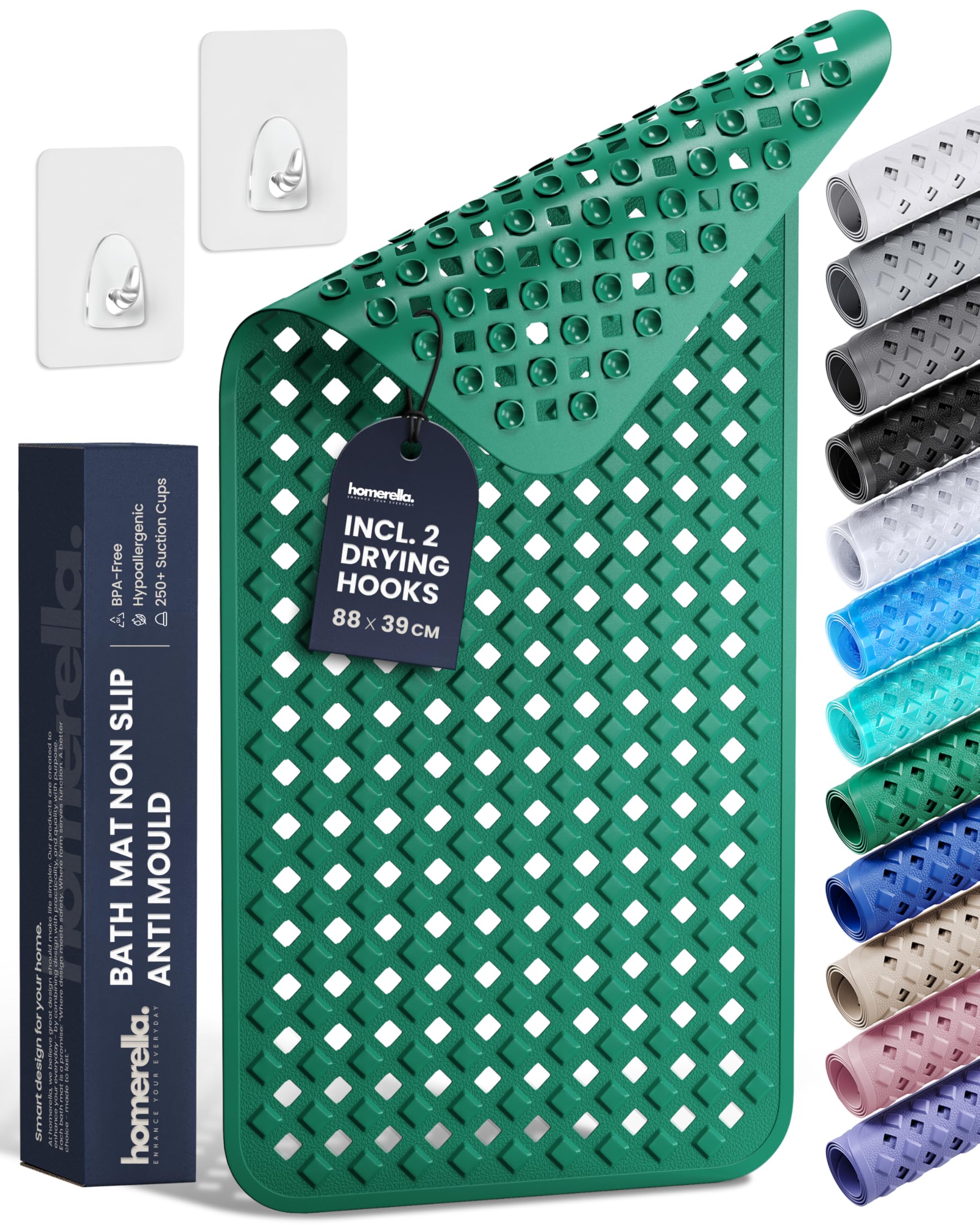 Bathtub Mat Non Slip Anti Mould 88x39cm - homerella® Shower Mat Machine Washable & BPA free, Shower Mat Non Slip Anti Mould, Anti Slip Bath Mat, Shower Mats for Inside Shower and Tub