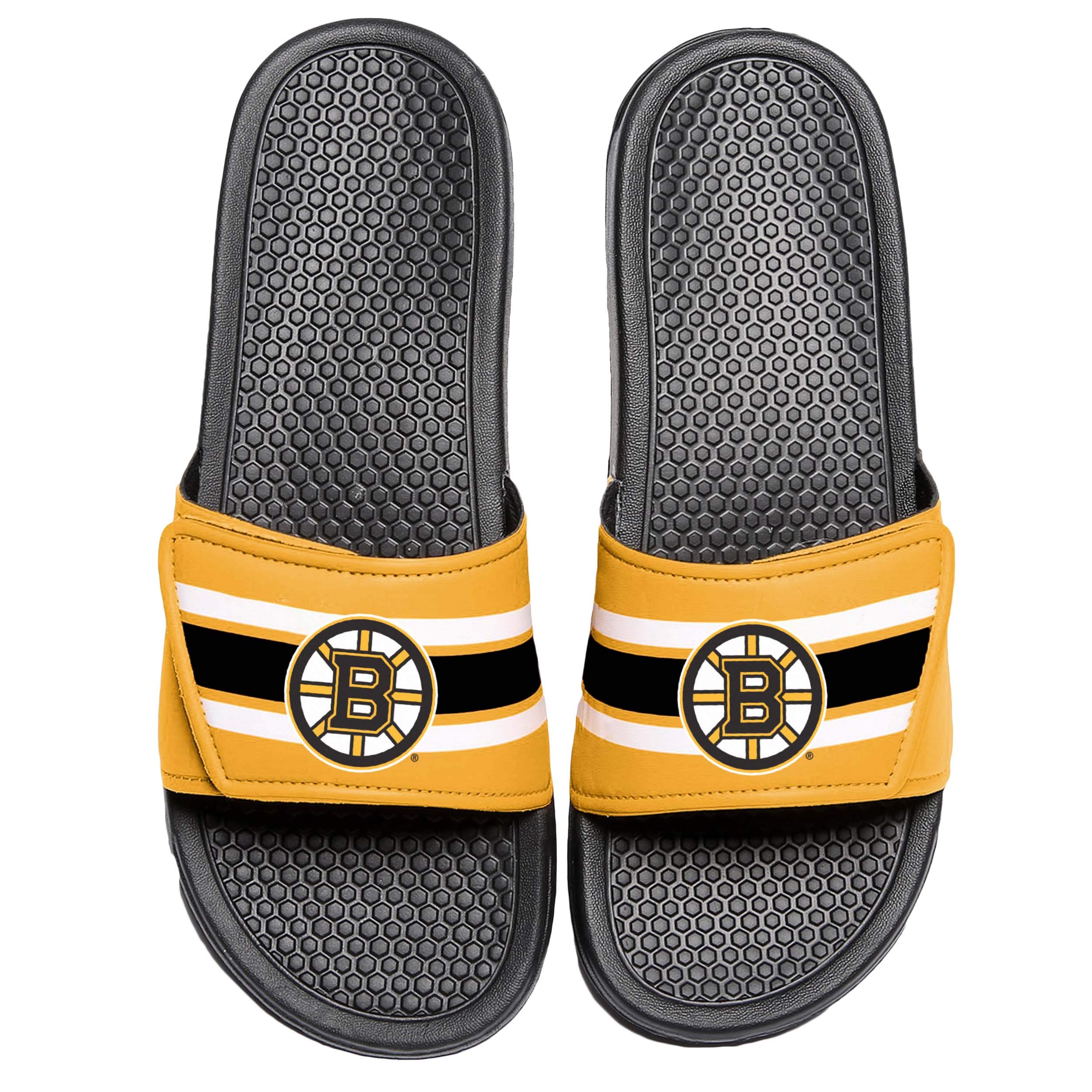 FOCO Boston Bruins NHL Mens Stripe Legacy Sport Slide - M