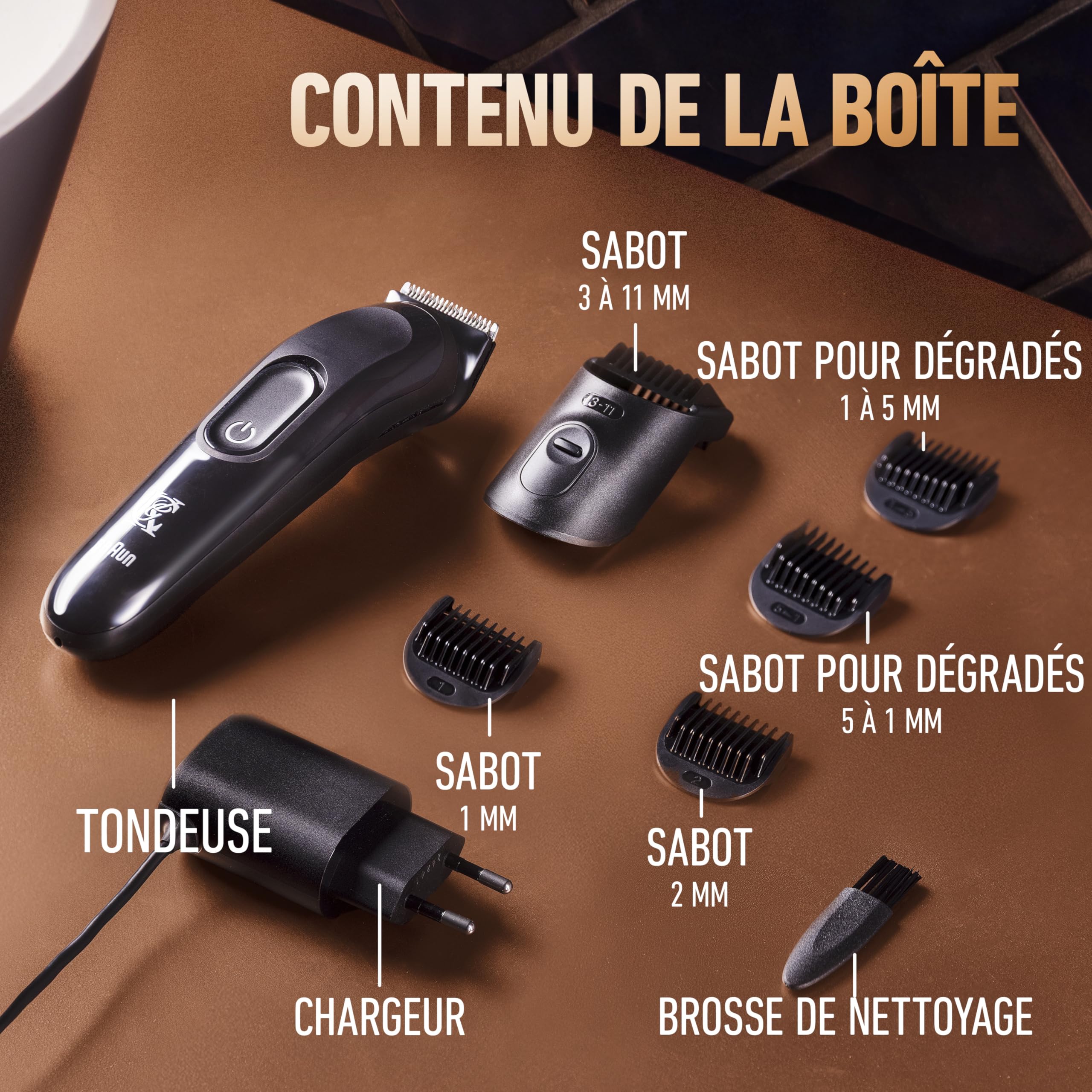 King C. Gillette Tondeuse Barbe Homme, 5 Sabots Interchangeables, Noire | sans Fil, Rechargeable, Coffret avec Peignes Lavables, Lames Inusables, 50 min d’Autonomie