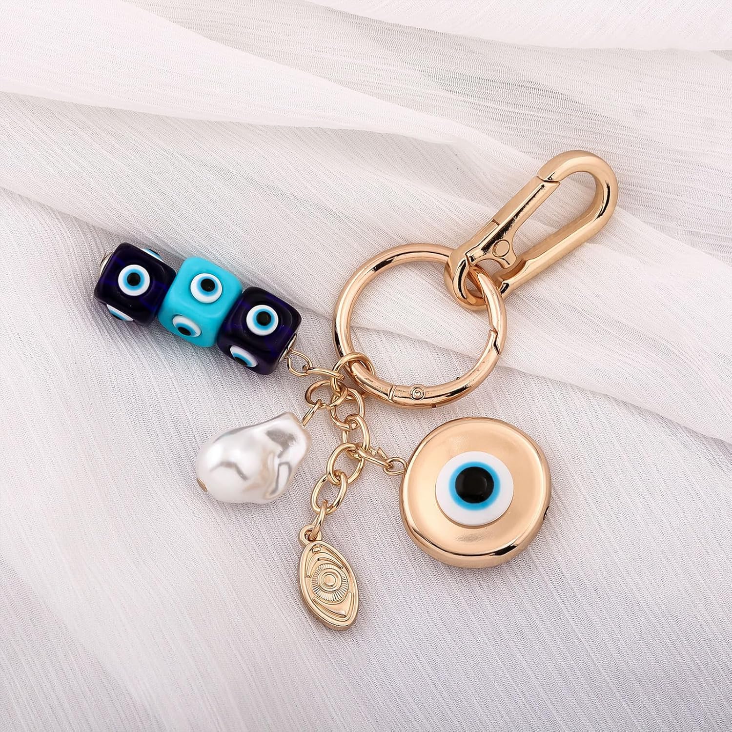 Angyape Evil Eye Keychain Gold Bag Charms Purse Charms for Handbags Cute Keychains for Car Keys Accessories Gifts for Women - Image 7
