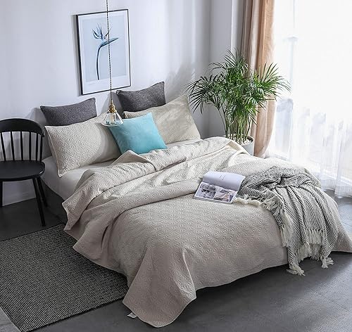 Miniatura 2 de KASENTEX Juego de colcha acolchada, ropa de cama de microfibra de lujo suave y cálida prelavada, colcha de colores sólidos, diseño contemporáneo de