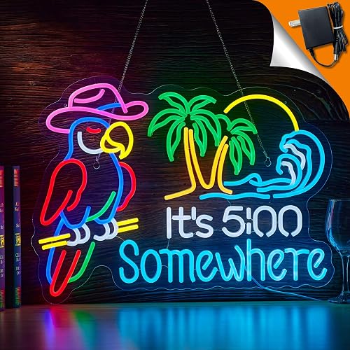Large Size Parrot Its 5 00 O'clock Somewhere Neon Sign