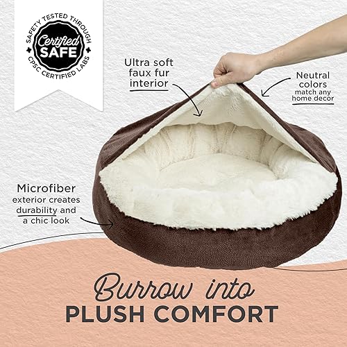 Miniatura 3 de Best Friends by Sheri - Cozy cuddler Cama acogedora, cama de lujo para perros y gatos, con cobija para mayor calidez y seguridad, ofrece apoyo para