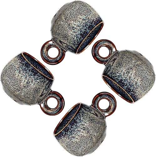 KYBSCZ Fambe Reactive Glaze - Juego de 4 tazas de café de cerámica de 3 onzas, mini tazas de café de porcelana hechas por Fambe Reactive Glaze, gris