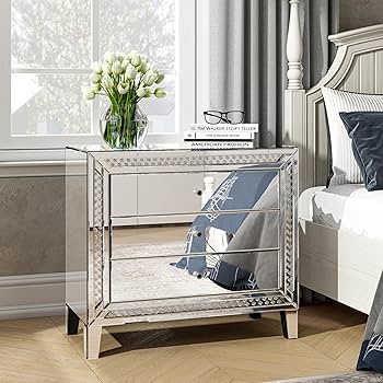 クリスタル付きミラーナイトスタンド BEDSIDE TABLE クリスタル付きミラーナイトスタンド BEDSIDE TABLE Amazon.com