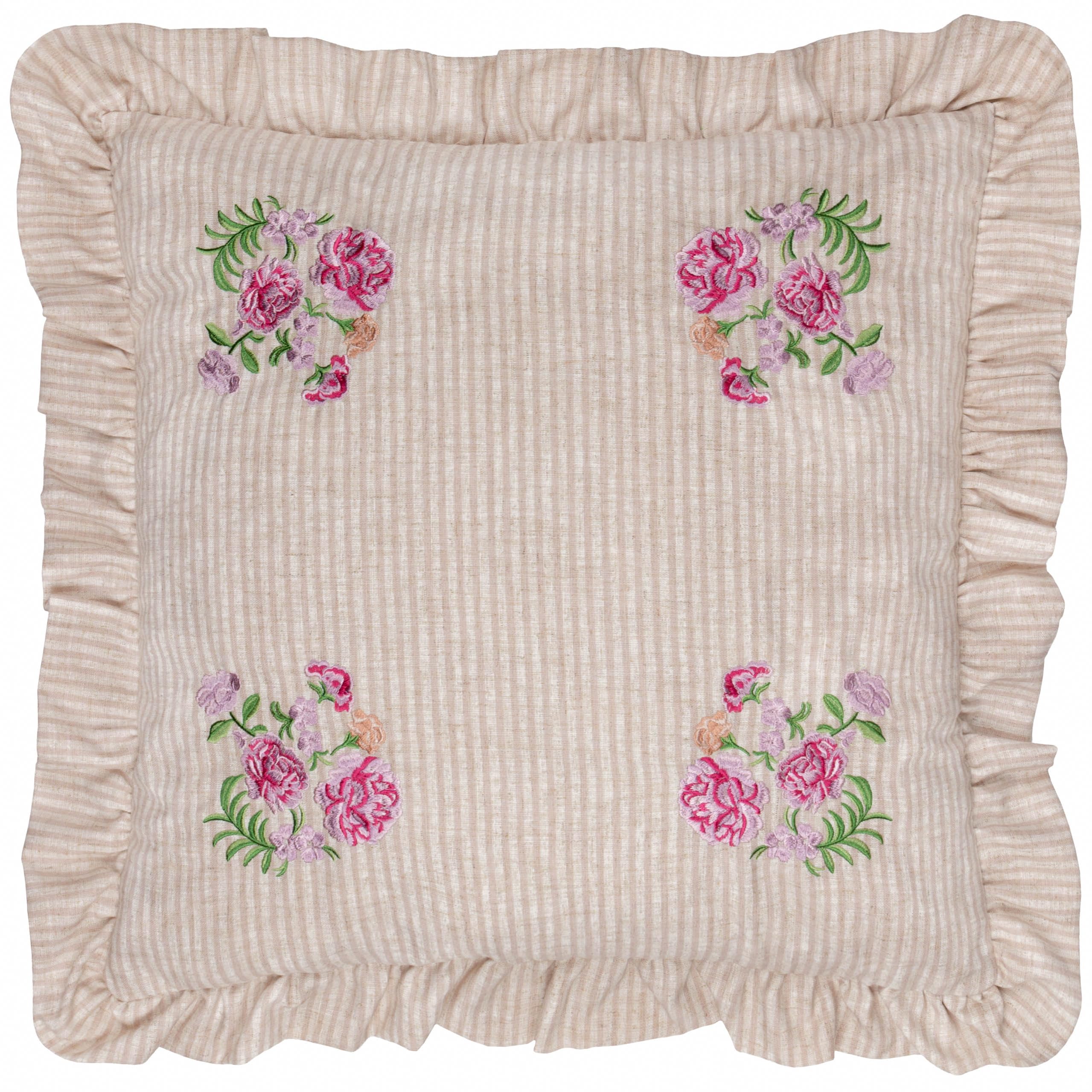 B&Q -  Martha Embroidered Ruffle Pink Polyester Filled Cushion50 X 50Cm