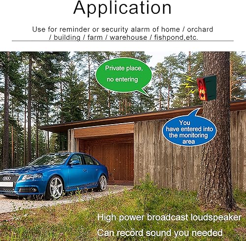 Miniatura 5 de Alarma de sonido con sensor de movimiento solar para exteriores, función de grabación de volumen ajustable, sirena de seguridad de sonido de 130 dB