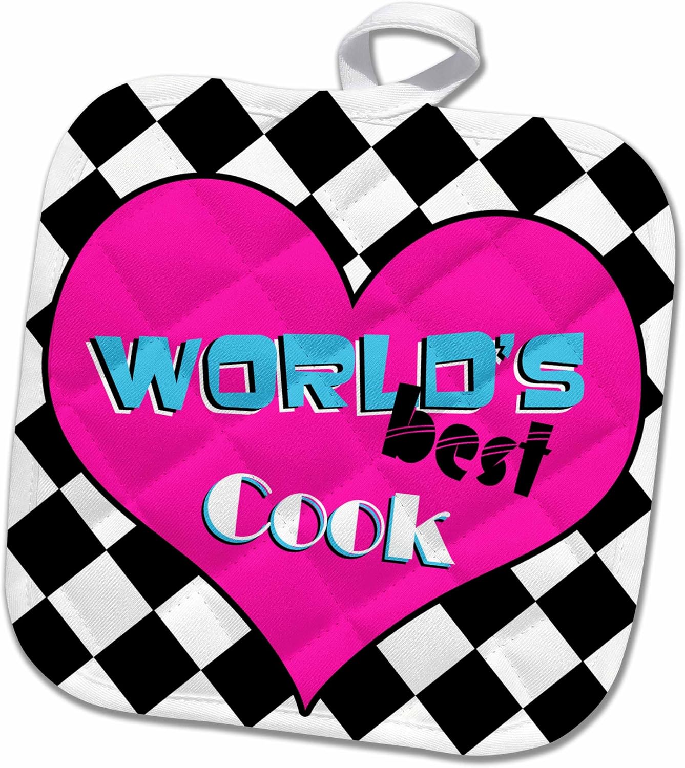 3D Rose Worlds Best Cook-Pink Pot Holder, 8" x 8"