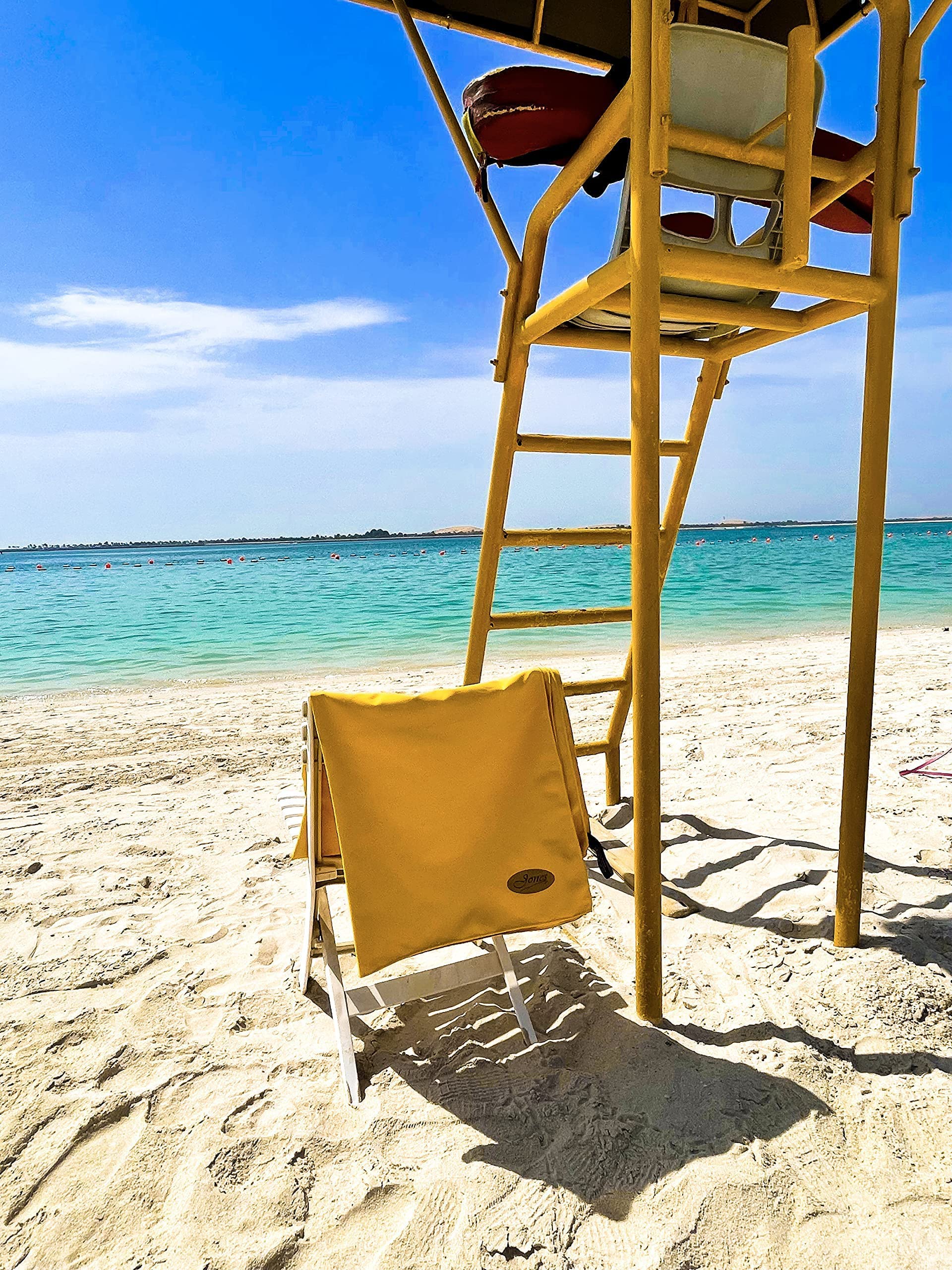 Jones Beach & Sports Towel Large with Carry Pouch Bag, Microfiber, Quick Fast Dry, Lightweight, Swimming pool, Travel, Gym, Sand Free (Tuscan Sun Yellow)