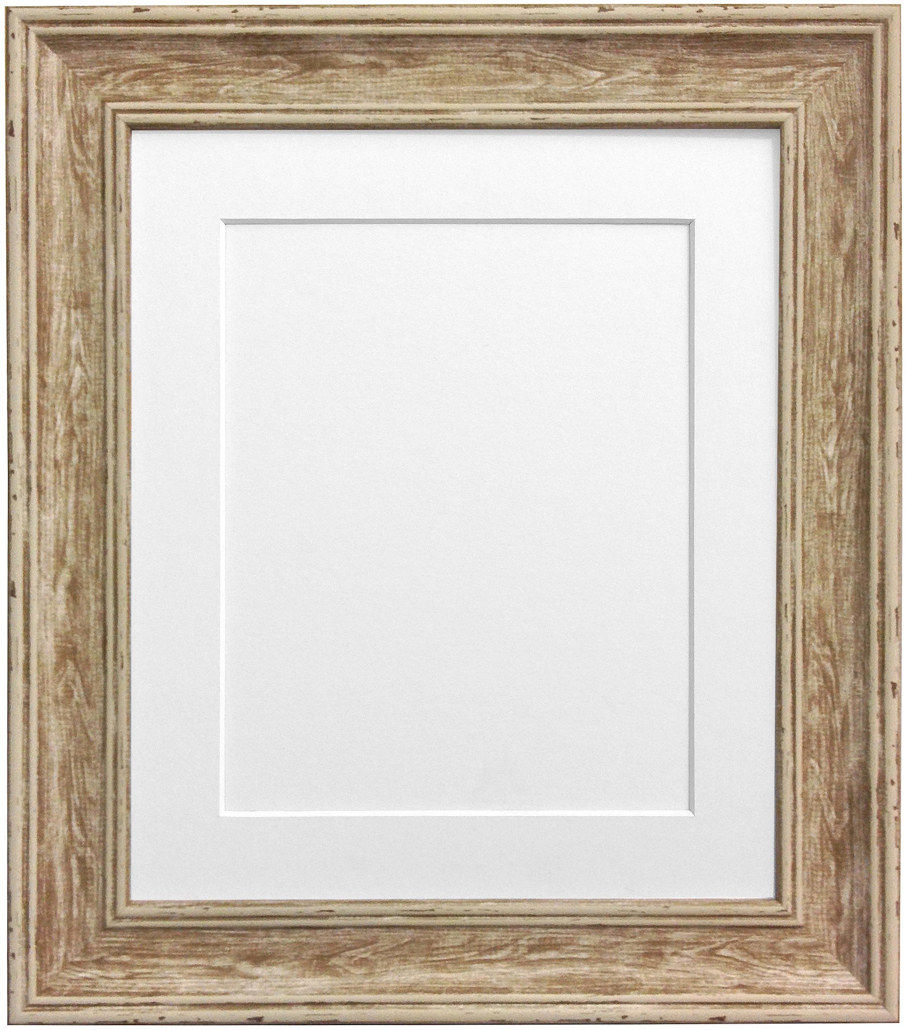 Frames By Post White Mount Scandi Distressed Wood Picture Photo Frame With A1 Image Size A2