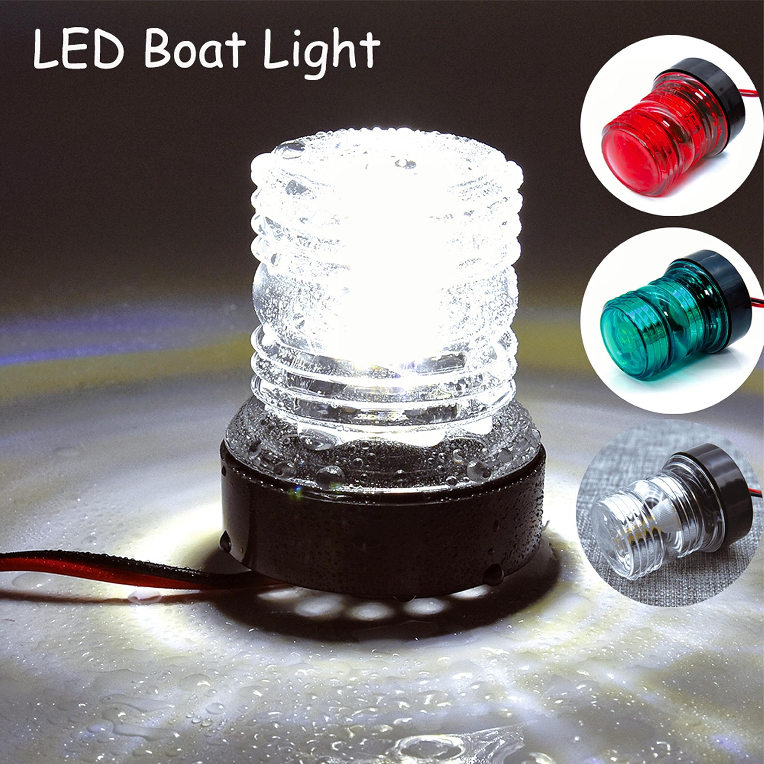 HAIWEN 12V Waterproof Navigation Light All Round 360 Degree 3 Color LED Anchor Light Sailing Light Side Bow Lights for Marine Boat & Yacht (Light Color: Red)