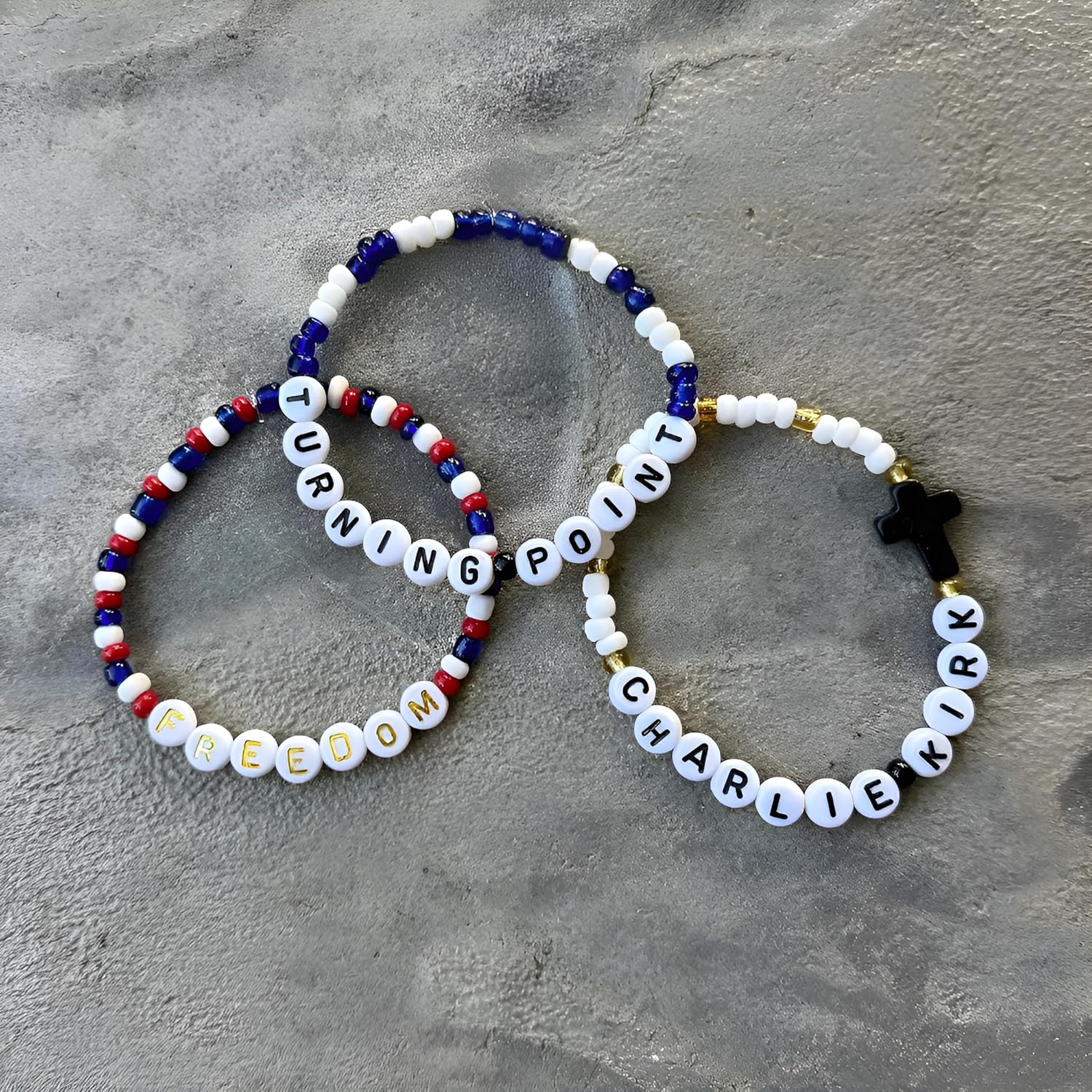 3 Pack Charlie Kirk Freedom Bracelets Wristband Beaded Memorial Band Charm, Charlie Kirk Merch Merchandise, American True Hero I Am We Are All Charlie Kirk Now In Memory Of Charlie