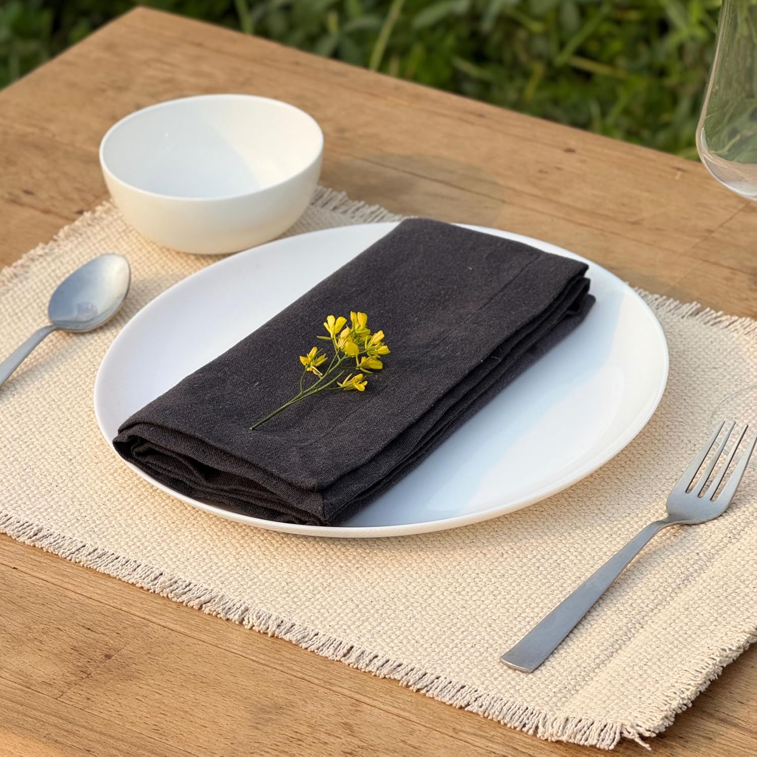 Hausattire Charcoal Cotton Cloth Napkins, 18x18 in, Set of 12 image 2