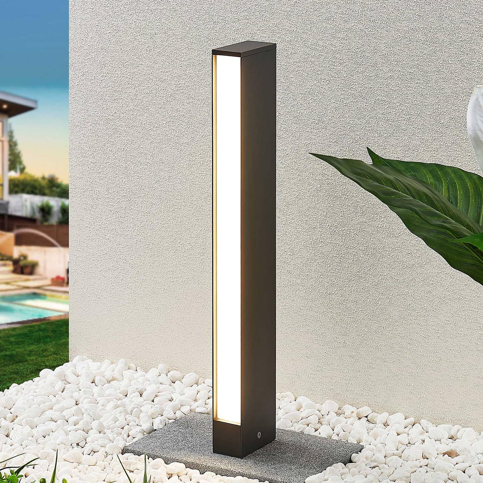 Lucande Lampada LED da esterni (Moderno) colore Grigio, in Alluminio lampadina inclusa lampioncino paletto luminoso lampada viale lampione
