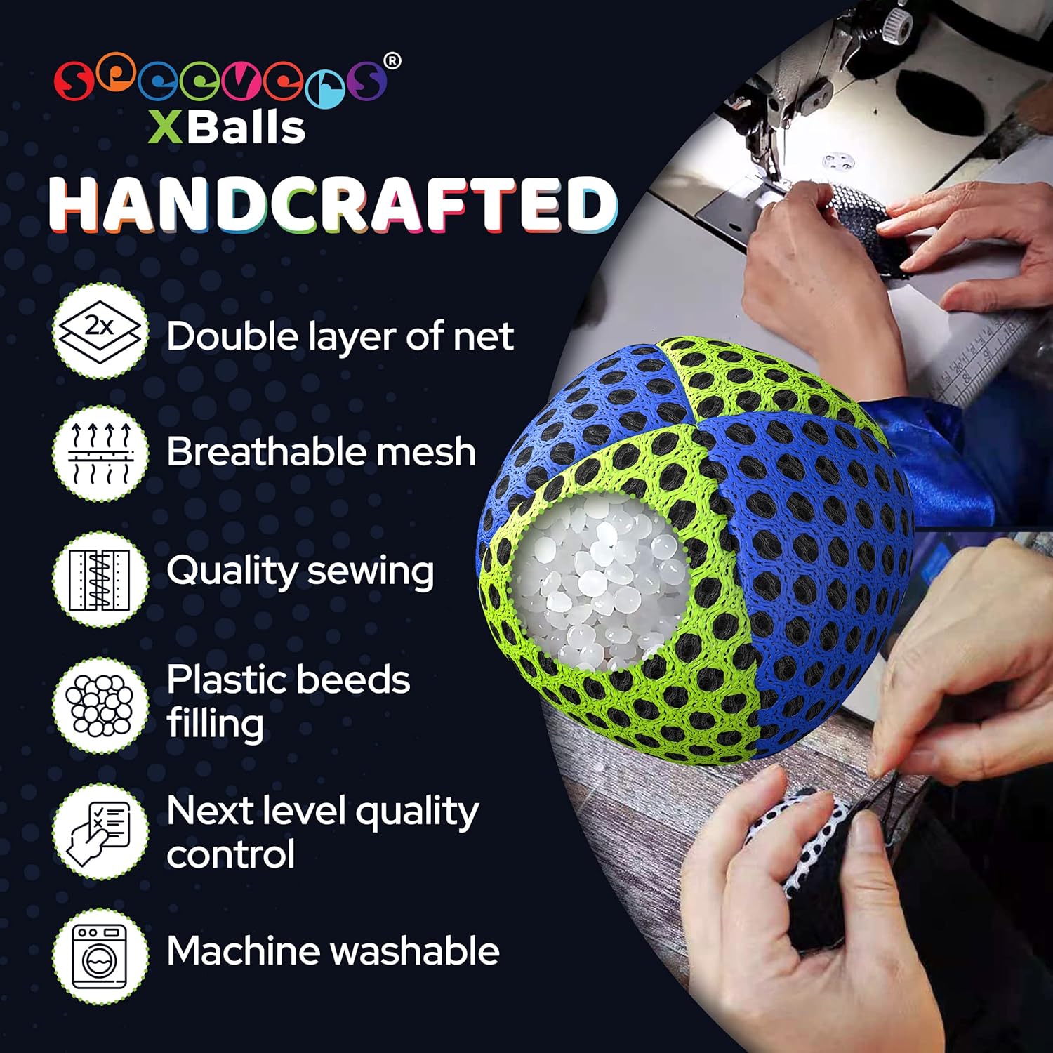 speevers Juggling Balls for Beginners and Professionals Set of 3, 14 Colors Available, 2 Layers of Net and Carry Case, Xballs Juggling Balls (Blue - Yellow, 4.2 oz)
