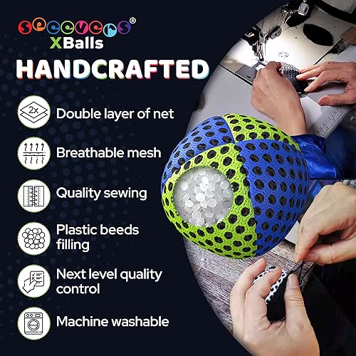 Miniatura 80 de speevers Juego de 3 pelotas de malabarismo para principiantes y profesionales, 14 colores disponibles, 2 capas de red y estuche de transporte, bolas