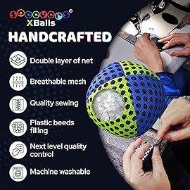 speevers Juggling Balls for Beginners and Professionals Set of 3, 14 Colors Available, 2 Layers of Net and Carry Case, Xballs Juggling Balls (Blue - Yellow, 4.2 oz)