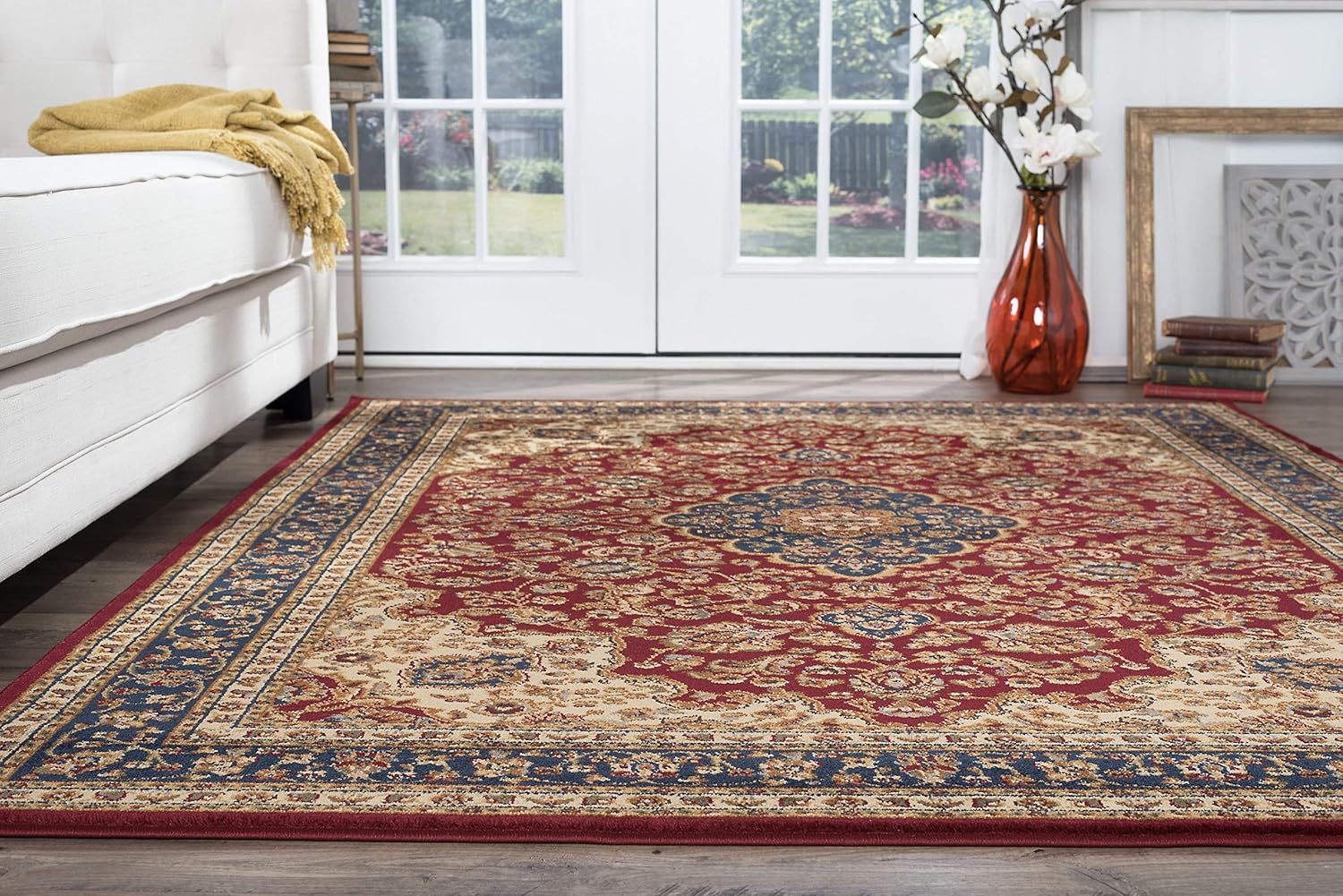 Kirsten Traditional Oriental Red Rectangle Area Rug, 5' x 7'