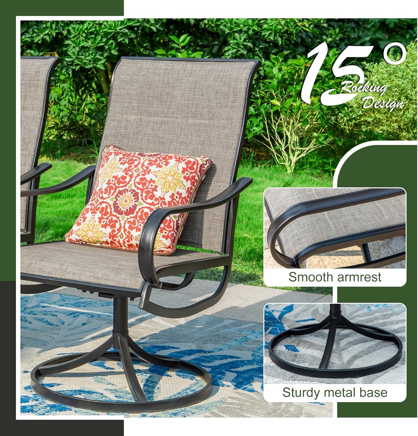 Sophia & William Patio Dining Chairs Patio Swivel Chairs 4 Pieces Quick Dry Textilene Patio Chairs Outdoor Furniture Support 300lbs for Lawn Garden Backyard Weather Resistant