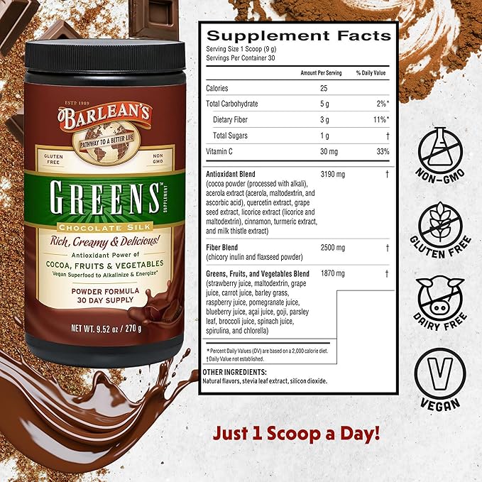 Barlean's Chocolate Greens Powder