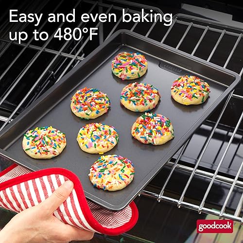 Miniatura 4 de GoodCook PRO - Bandeja para hornear mediana antiadherente, resistente a la deformación y a los arañazos, apta para lavavajillas, construcción de